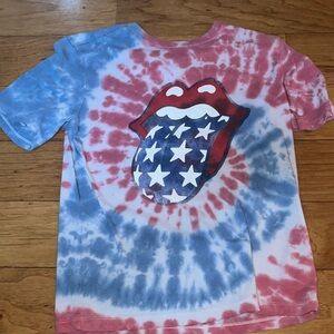 The Rolling Stones Red and Blue Tie-Dye Kids T-Shirt